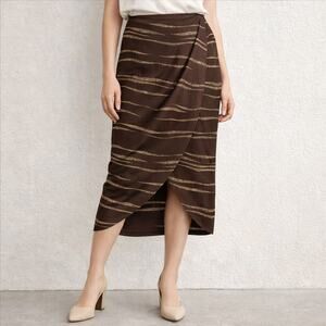 Josephine Chaus Brown Stripe Wrap Midi Skirt Office Career Sz 14